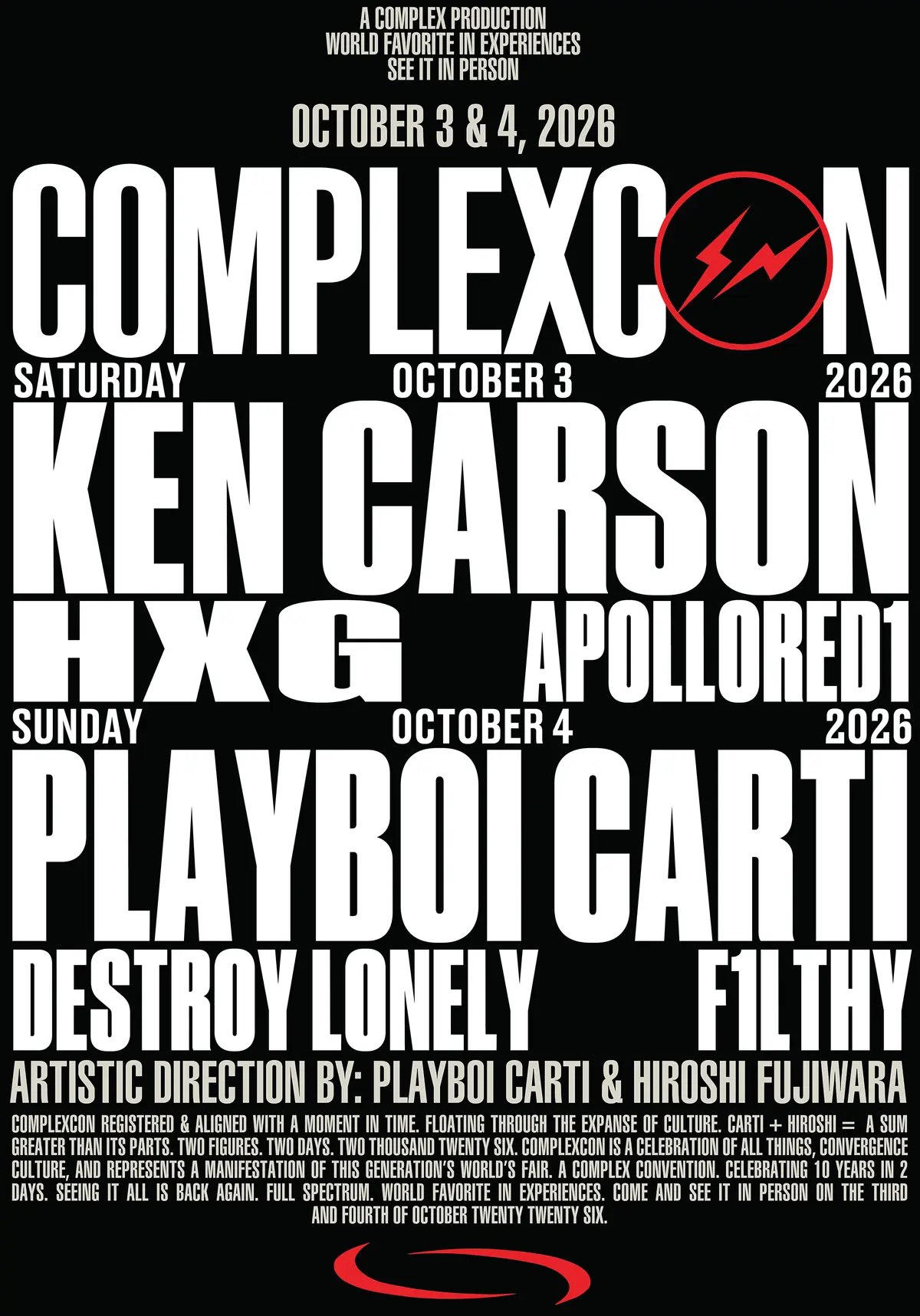 ComplexCon 2026 — 10 Years lineup poster